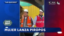 Mujer sorprende a hombres lanzandoles piropos