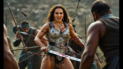 Mighty Amazon warriors surrounded but still fighting bravely.