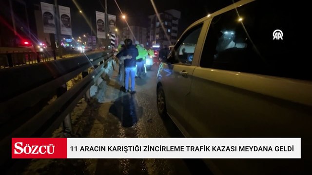 11 aracın karıştığı zincirleme trafik kazası meydana geldi