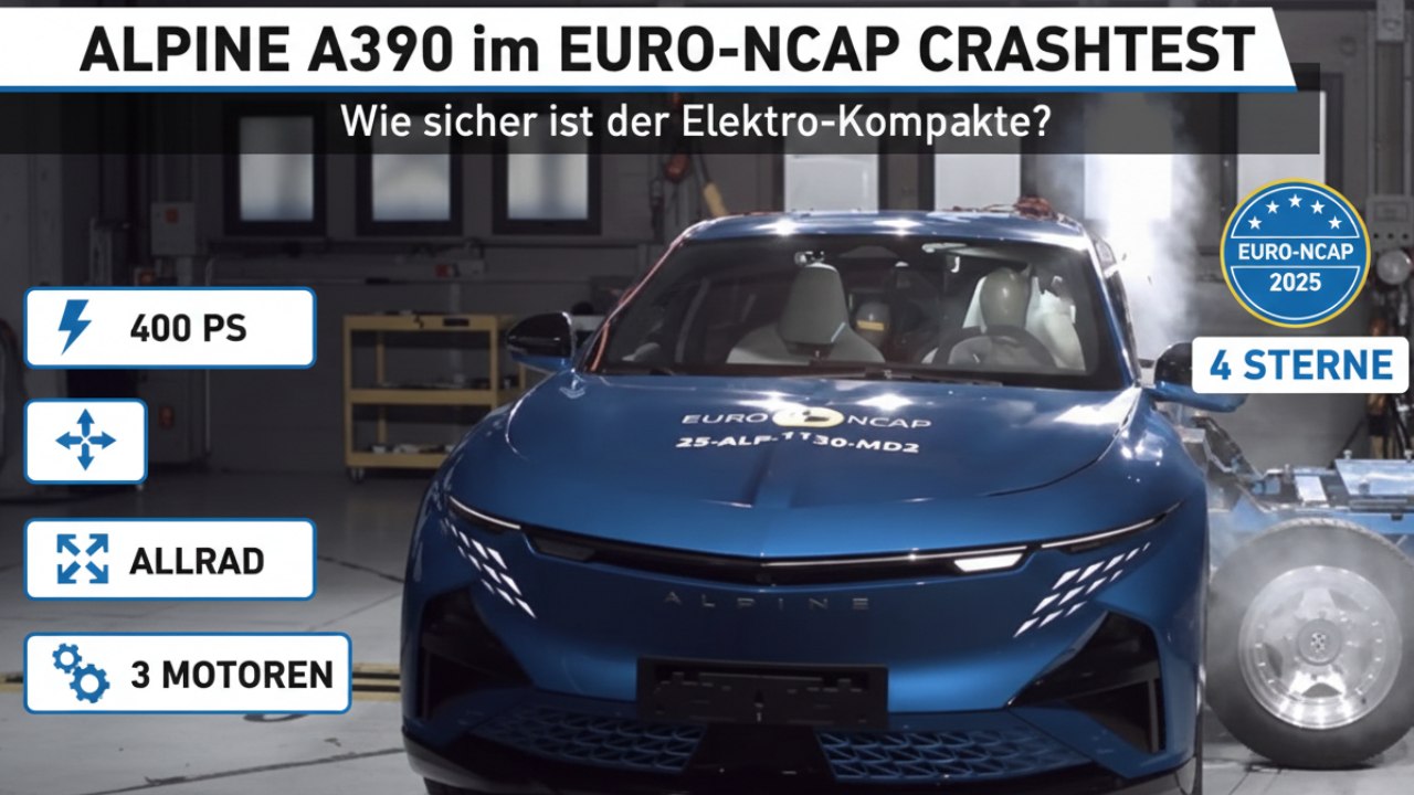 Crashtest 2025: Alpine A390 überzeugt bei Sicherheit und Technik
