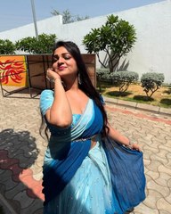Ashwini Sri beautiful in blue saree