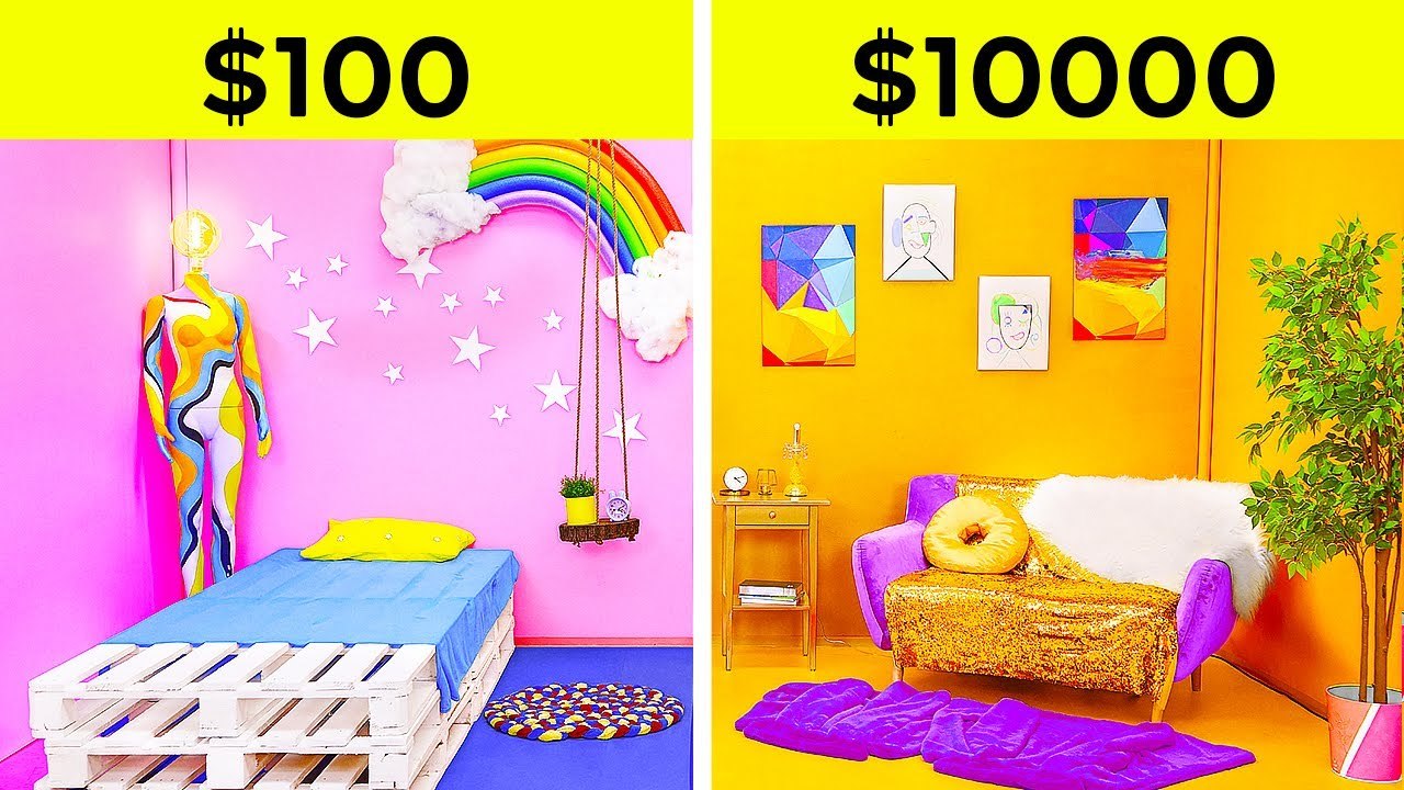 COOL ROOM MAKEOVER CHALLENGE || Rich vs Broke | Cheap VS Expensive Items for Your Room by 123 GO!