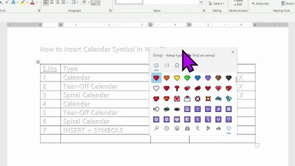 HOW TO INSERT CALENDAR SYMBOL IN MS WORD