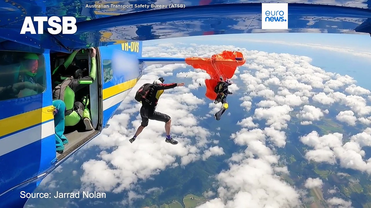 Skydiver left hanging at 4,500 metres after parachute snags on plane tail