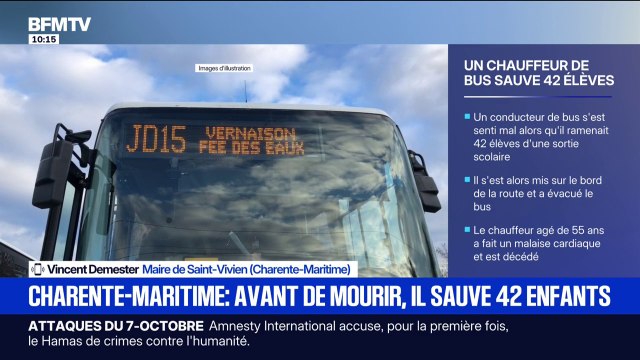 Un conducteur arrête son bus et évacue des élèves avant de faire un arrêt cardiaque, le maire de la ville salue une action d'urgence coordonnée qui a permis d'éviter le suraccident