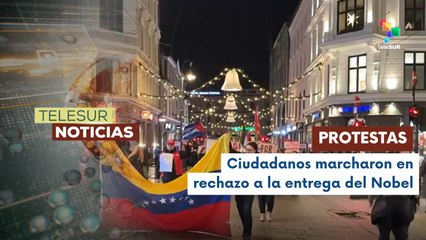 Protestas en Noruega contra la entrega del Nobel de la Paz a María Corina Machado