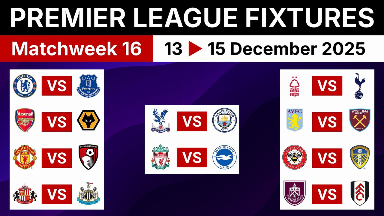 English Premier League Fixtures [MD 16] – EPL Fixtures & Schedule (2025/26)