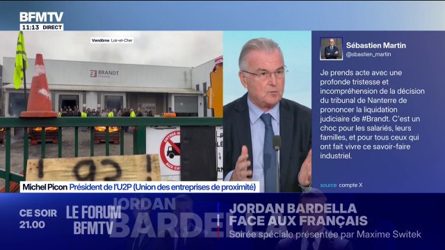Liquidation judicaire de Brandt: François Bonneau, président de la région Centre-Val de Loire fait part de sa colère