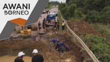 Kerja baik pulih Jalan Keriuk yang putus akibat banjir giat dijalankan