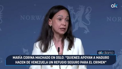 María Corina Machado en Oslo: "Quienes apoyan a Maduro hacen de Venezuela un refugio seguro para el crimen"