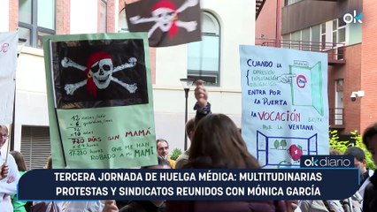 Tercera jornada de huelga médica: multitudinarias protestas y sindicatos reunidos con Mónica García