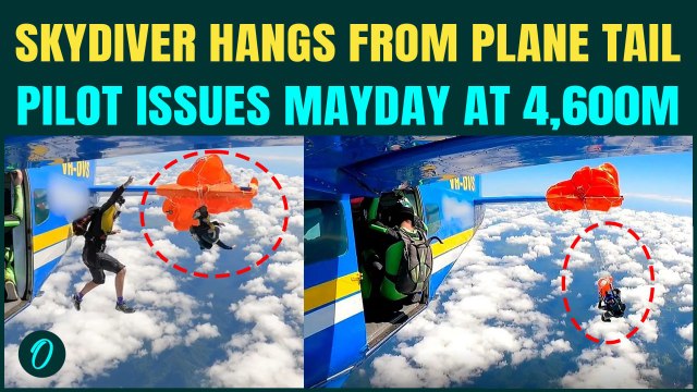 VIDEO: Skydiver HANGS From Plane Tail at 4,600m, Pilot Issues MAYDAY As Plane Suffers TAIL DAMAGE