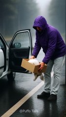 Kindhearted Santa Rescues Two Helpless Puppies from the Heavy Snowfall