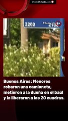 Buenos Aires: Menores robaron una camioneta, metieron a la dueña en el baúl y la liberaron a las 20 cuadras.