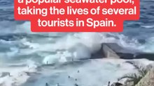 Powerful waves breached the seawater pool barrier at Isla Cangrejo in Tenerife, causing multiple fatalities.