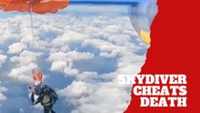 Skydiver cheats death in mid air parachute snag incident