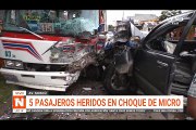 5 PASAJEROS HERIDOS EN CHOQUE DE MICRO