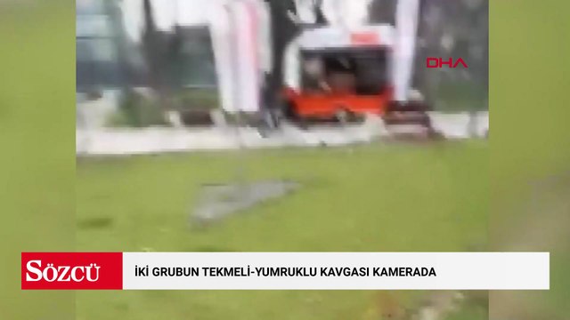 İki grubun tekmeli-yumruklu kavgası kamerada