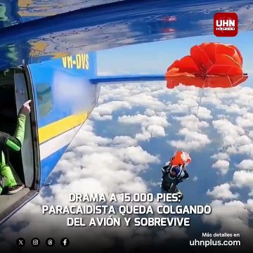 Un paracaidista en Australia quedó colgando a 15.000 pies cuando su paracaídas de reserva se enganchó en la cola del avión