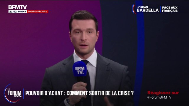 FORUM BFMTV - Si j'arrive au pouvoir, je mets la TVA à 0% sur les produits de première nécessité , déclare Jordan Bardella, président du RN
