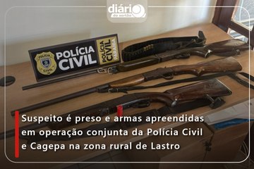 Suspeito é preso e armas apreendidas em operação conjunta da Polícia Civil e Cagepa na zona rural de Lastro