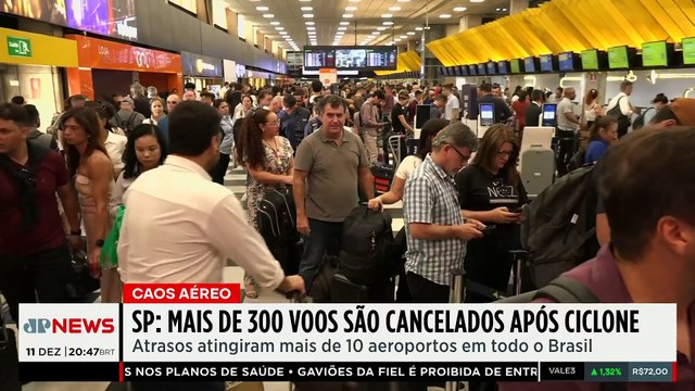 Mais de 300 voos são cancelados nos aeroportos de SP devido aos ventos do ciclone extratropical