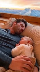 A father cuddles his little one while he sleeps, moments full of warmth and tenderness ❤️👶 #baby #dad #mom #ai