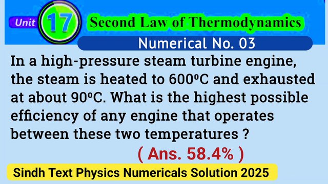 In a high pressure steam turbine engine, the steam is heated to 600 degree centigrade and exhausted at about 90 degree centigrade.what is the highest possible efficiency of any engine that operates between these two temperatures?
