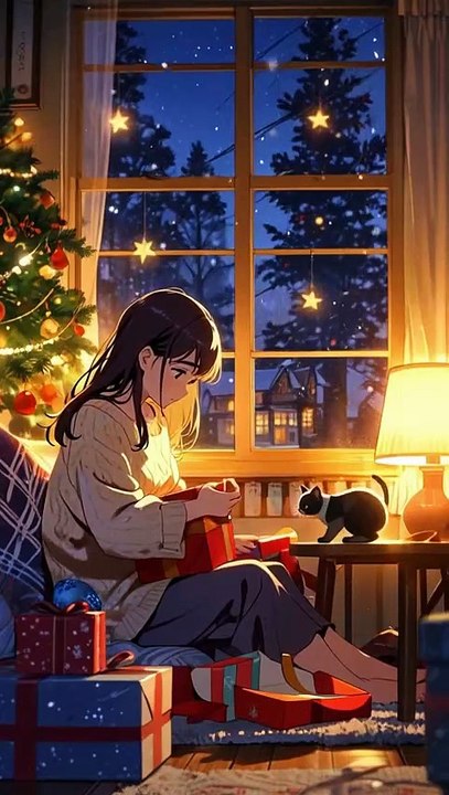 Christmas Gift Unwrapping with Feline