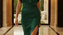 4K 2026 Green Goddess Vibes- Own the Side Slit Glam Strutting in Style_ Emerald Elegance 💚✨