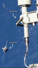 Le vaisseau Soyouz MS-28 s’approche et s’amarre à la Station spatiale internationale le 27 novembre 2025, transportant l’astronaute de la NASA Chris Williams ainsi que les cosmonautes de Roscosmos Sergey Kud-Sverchkov et Sergei Mikaev. 🚀✨ Crédits : NASA