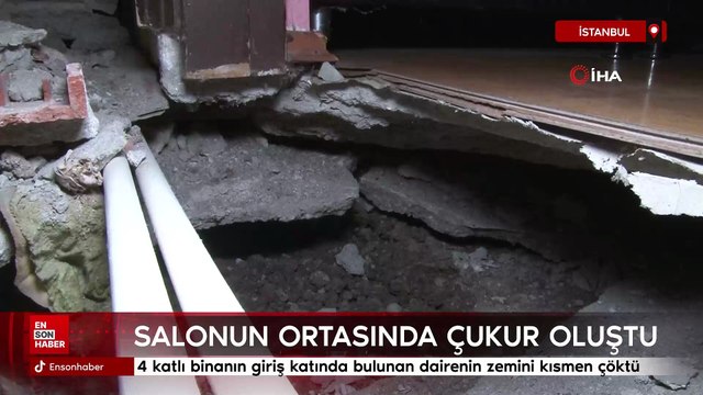 İstanbul'da 52 yıllık 4 katlı binanın giriş katında bulunan dairenin zemini kısmen çöktü