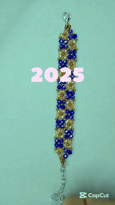 Handmade Blue & Gold Crystal Bracelet ✨ | ZK Pearls