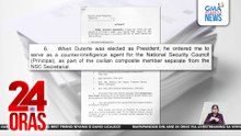 Paghahatid ng pera sa mga personalidad, iniutos umano ng mga tauhan ng OVP sa isang nagpakilalang ex-civilian intelligence agent ng mag-amang Duterte | 24 Oras