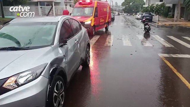 Motociclista fica ferido em batida com carro no bairro Santa Maria, em Toledo