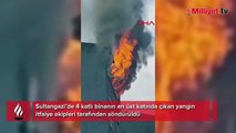 Sultangazi'de can pazarı: Alevler binayı sardı, 1 kişi camdan atlayıp yaralandı