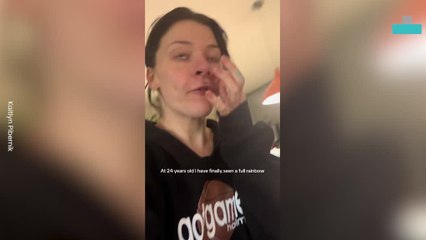 Woman Has Hilarious Reaction to Full Double Rainbow