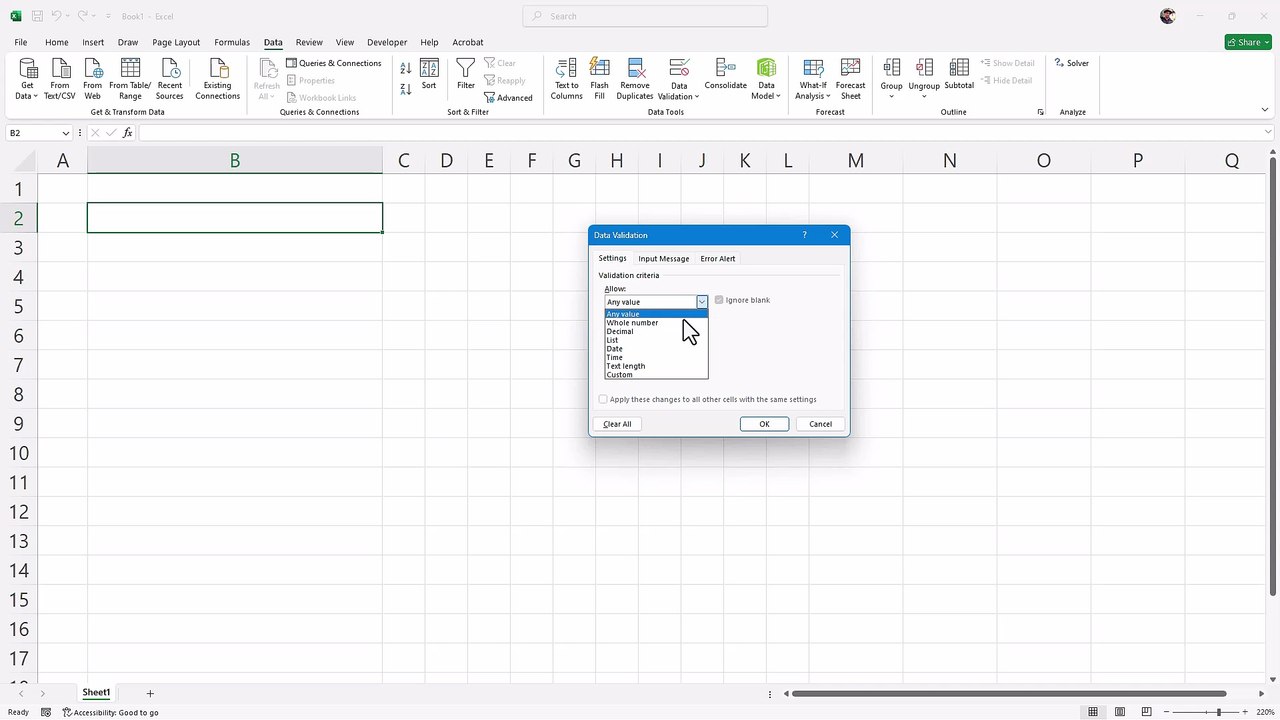 Microsoft Excel 78 Restricting Input to Numbers or Text
