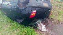 Motorista fica ferida em capotamento na BR-163, em Toledo