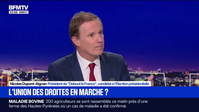Présidentielle 2027: Le grand débat pour moi de la prochaine présidentielle c'est: est-ce qu'on reste dans l'Union européenne ou est-ce que l'on s'en va? , déclare Nicolas Dupont-Aignan, président de Debout la France