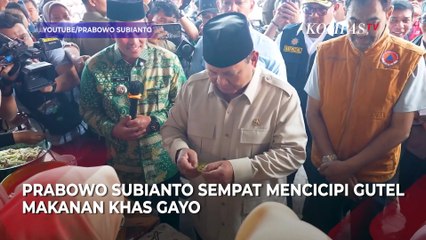 Momen Prabowo Cicip Gutel di Posko Pengungsian Takengon Aceh Tengah