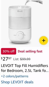 New .LEVOIT Top Fill Humidifiers for Bedroom, 2.5L Tank for Large Room, Easy to Fill & Clean, 28dB Quiet Cool Mist Air Humidifier for Home