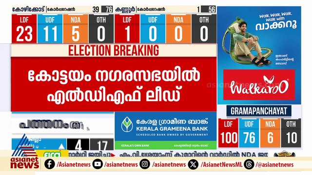 കോട്ടയം നഗരസഭയിലും പഞ്ചായത്തുകളിലും എൽഡിഎഫ് മുന്നേറ്റം