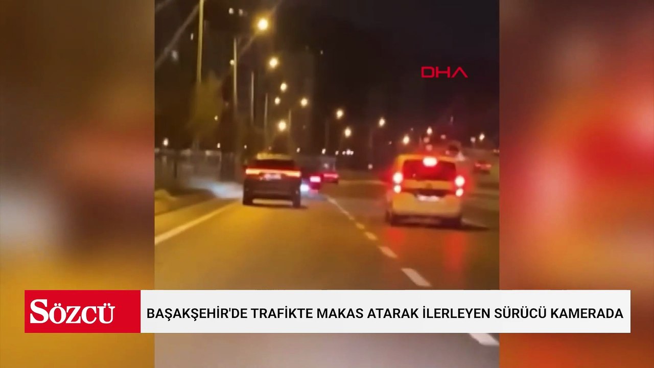 Başakşehir'de trafikte makas atarak ilerleyen sürücü kamerada
