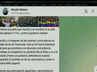 Presidente Maduro felicitó al pueblo venezolano que marchó contra la Piratería Yankee
