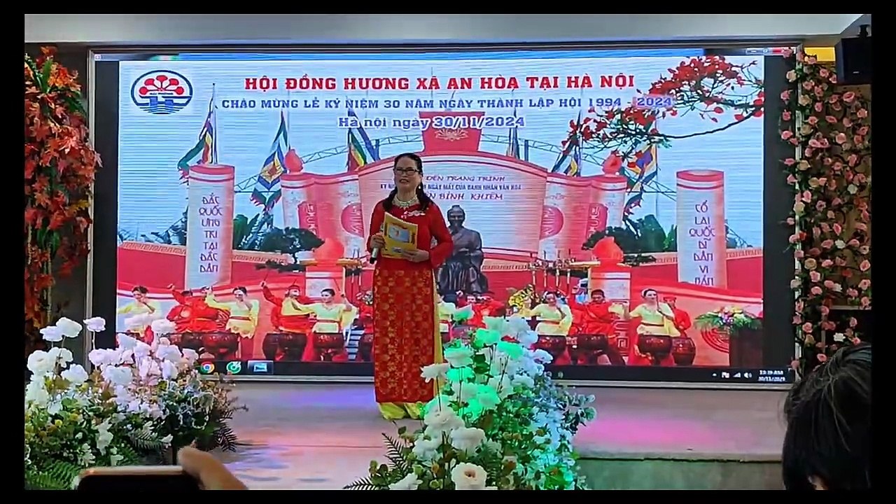 Phát biểu của bà Thúy Quyên Chủ tịch Hội ĐH AH trong buổi họp mặt ĐH xã An Hòa tại Hà Nội 30 11 2024