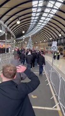 Newcastle fans on their way to the stadium of light today before the first derby against Sunderland since 2017