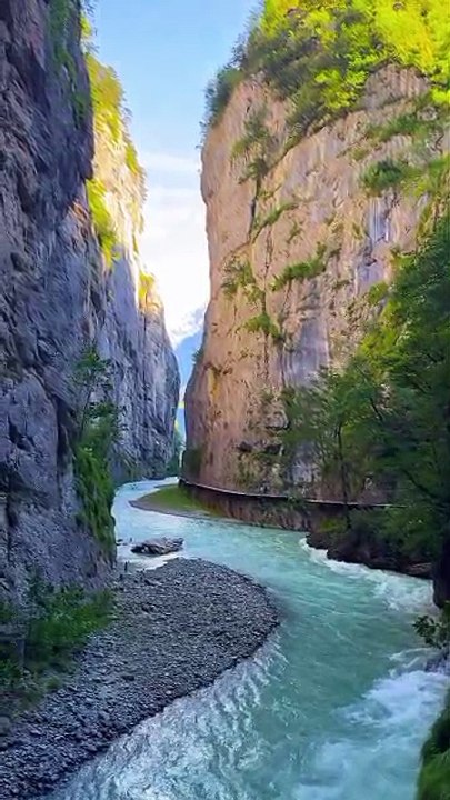 Big mountain passing through river