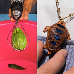 Pendant crafted from an avocado seed and broken glass 🐢✨ #diy #natural #accessory #fyp #pendant