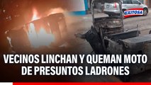 Vecinos de SMP linchan a ladrones de autopartes y queman moto que utilizaban para fechorías